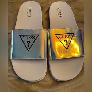 Guess Iridescent Slide Sandals Size 10